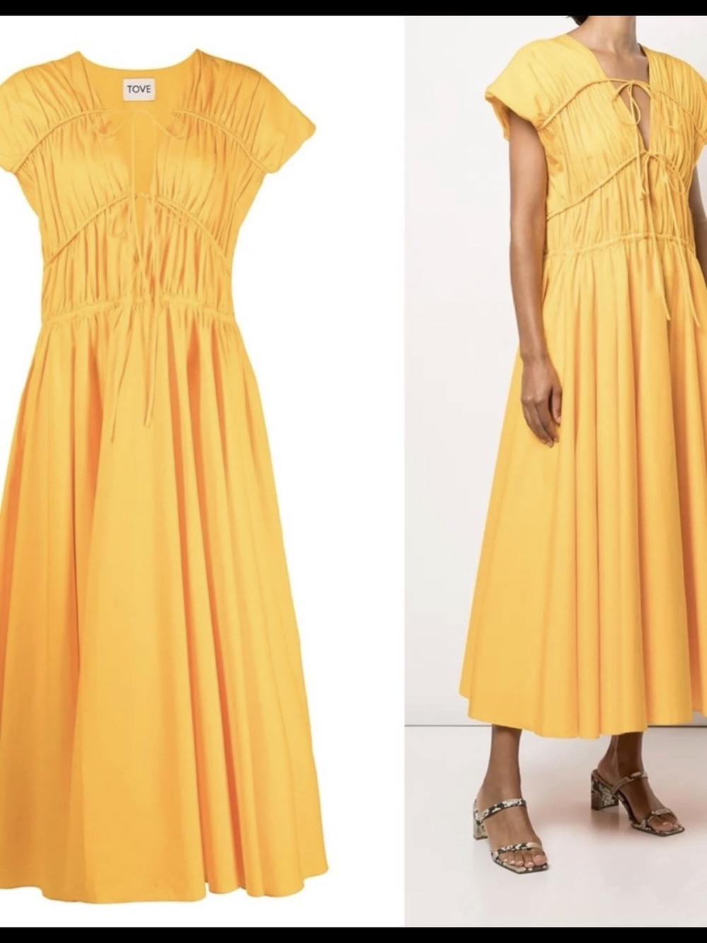 TOVE Bright Yellow Gathered Dress Size 40